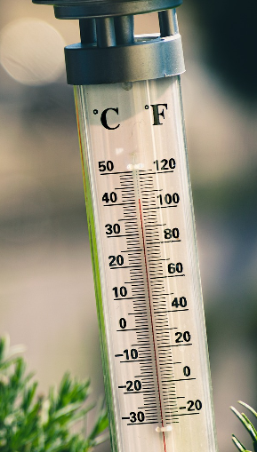 Thermometer showing positive and negative temperatures.