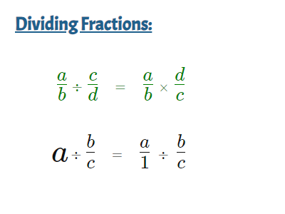 General case for dividing fractions.