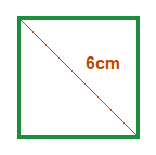 Square where the area can be worked out with the area of a square formula involving the diagonal length.