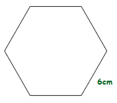 Hexagon with sides 6cm in length.