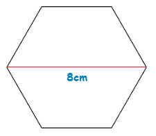 A calculate area of a Hexagon example using the diameter.