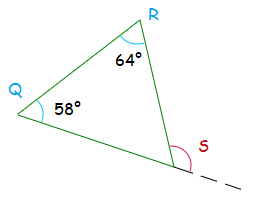 Work out size of exterior angle example.