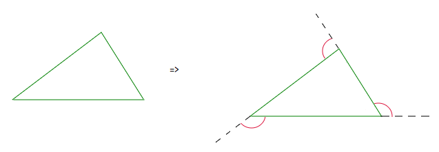 Triangle to introduce the topic of shapes and exterior angles.